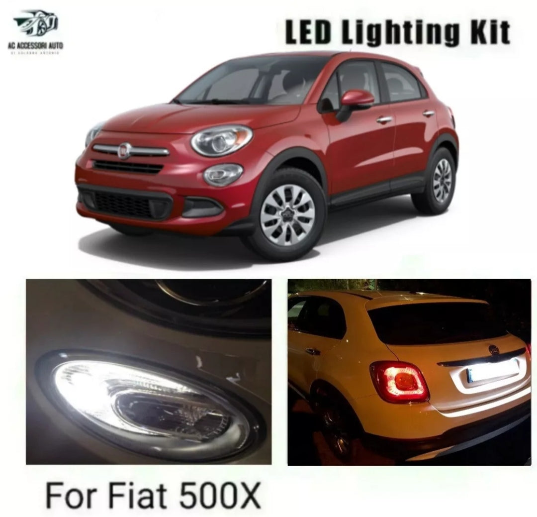 KIT LUCI DIURNE DRL LED P21W + LUCI TARGA FIAT 500X PRIMA DEL 2017 6000K CANBUS NO ERROR