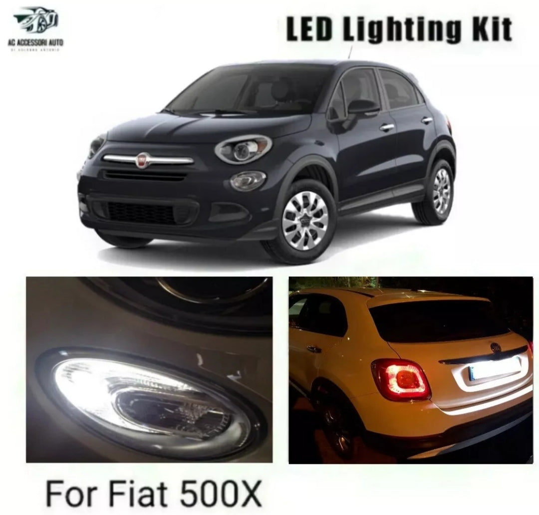 KIT LUCI DIURNE DRL LED T20 + LUCI TARGA FIAT 500X DAL 2017 IN POI 6000K CANBUS NO ERROR