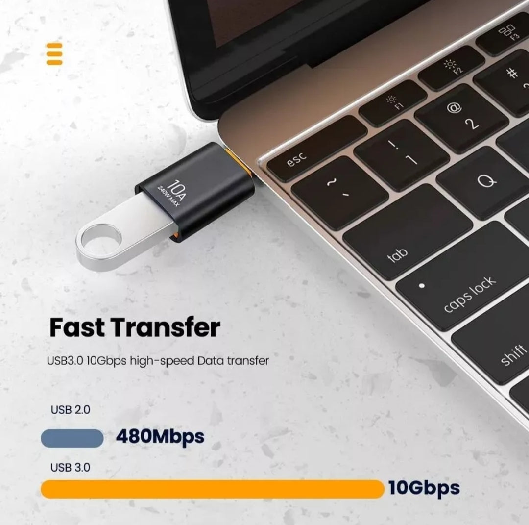 2X ADATTATORE OTG DA USB-A FEMMINA A USB C TIPO C MASCHIO CONVERTITORE UNIVERSALE