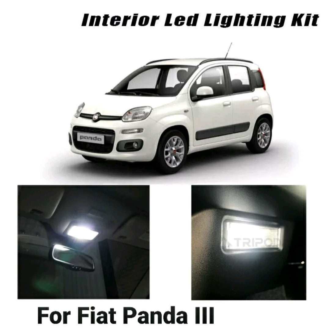 KIT LED INTERNI COMPLETO FIAT PANDA III PLAFONIERA + BAGAGLIAIO CANBUS 6000K