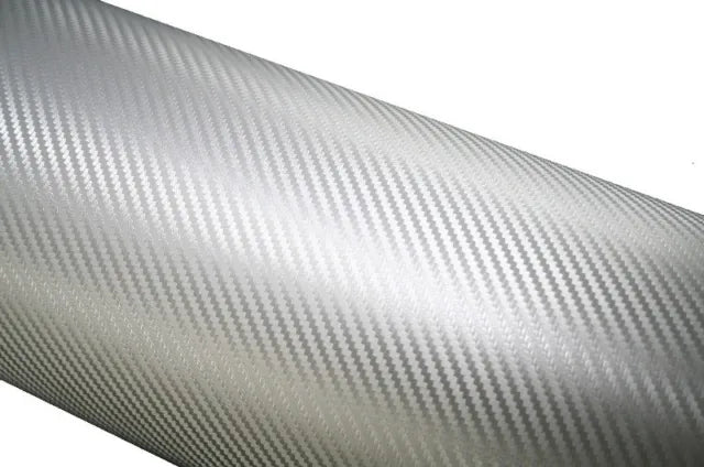 Pellicola Adesiva Trama Carbonio Argento 3d 30x127Cm Wrapping Auto Moto In Vinile