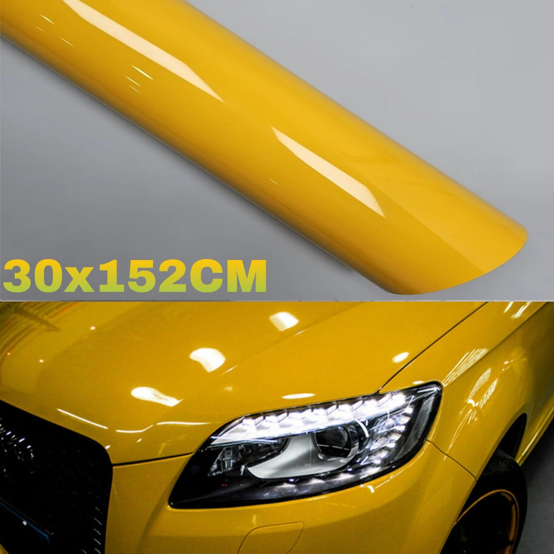 Pellicola Adesiva Giallo Lucido 30x152Cm Wrapping Auto Moto Glossy In Vinile