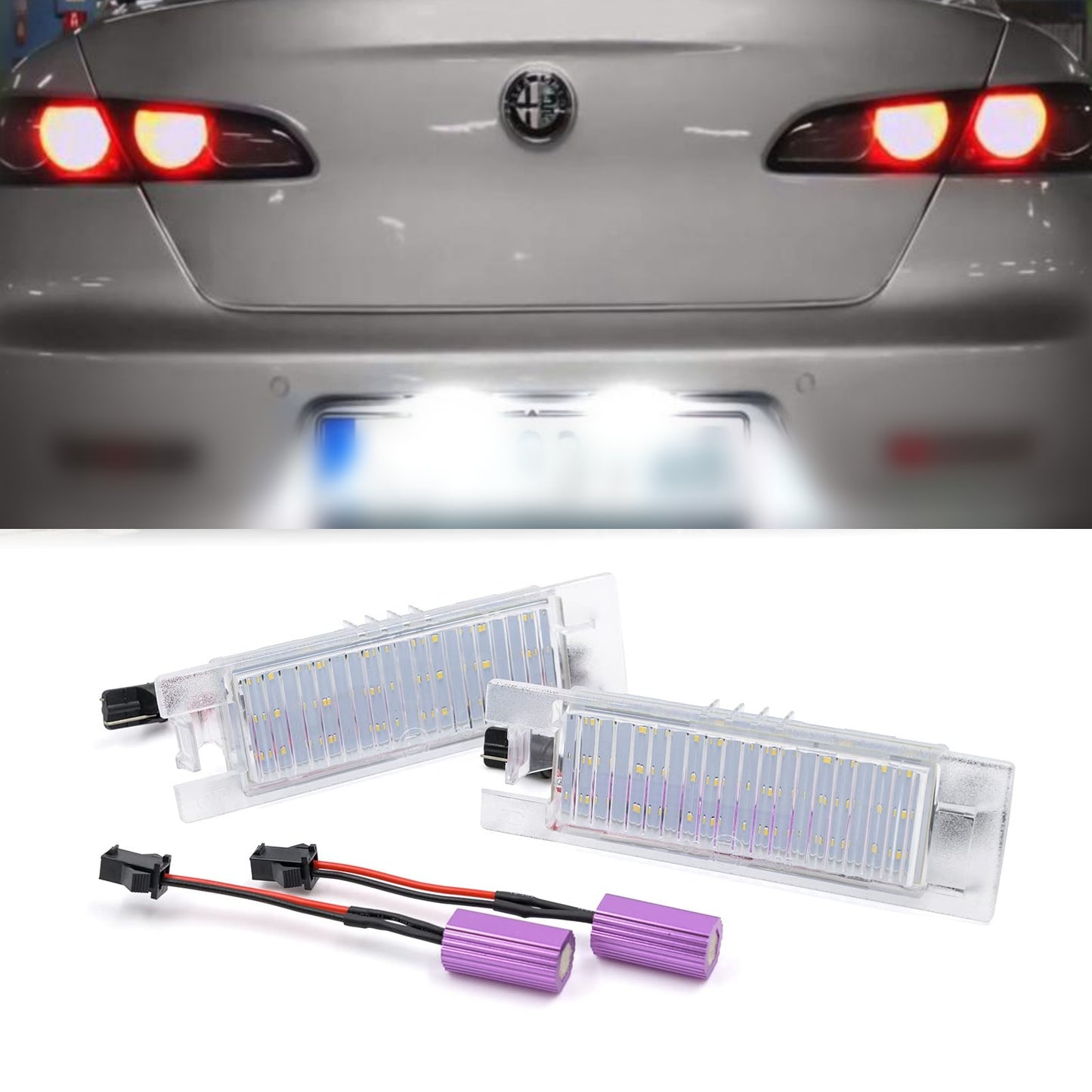 PLACCHETTE A LED LUCI TARGA ALFA ROMEO 159 18 LED SPECIFICHE 6000K CANBUS NO ERROR