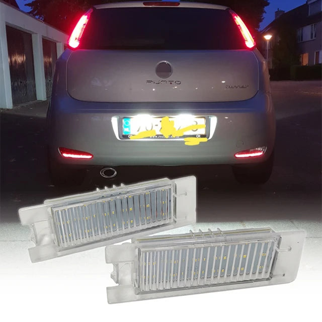PLACCHETTE A LED LUCI TARGA FIAT PUNTO EVO 18 LED SPECIFICHE 6000K CANBUS NO ERROR