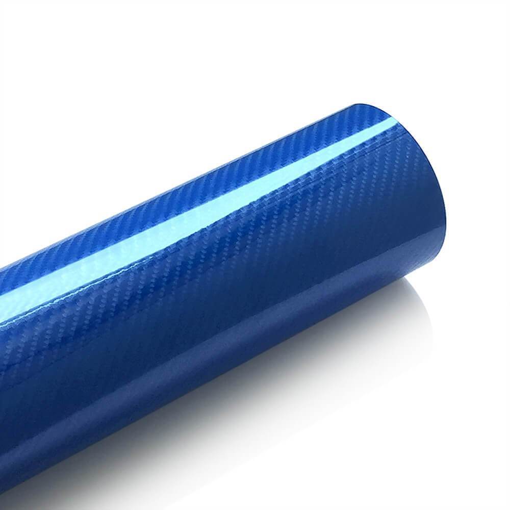 Pellicola Adesiva Trama Carbonio Blu 5d Lucido 30x100Cm Wrapping Auto Moto In Vinile