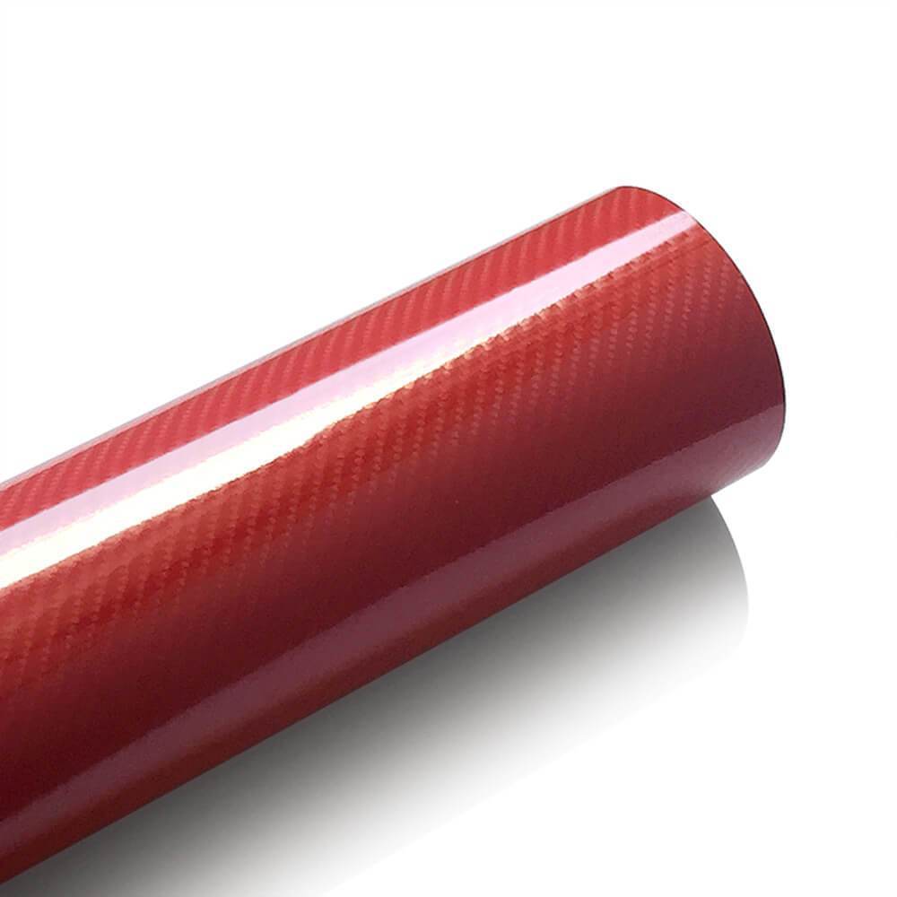 Pellicola Adesiva Trama Carbonio Rosso 5d Lucido 30x100Cm Wrapping Auto Moto In Vinile