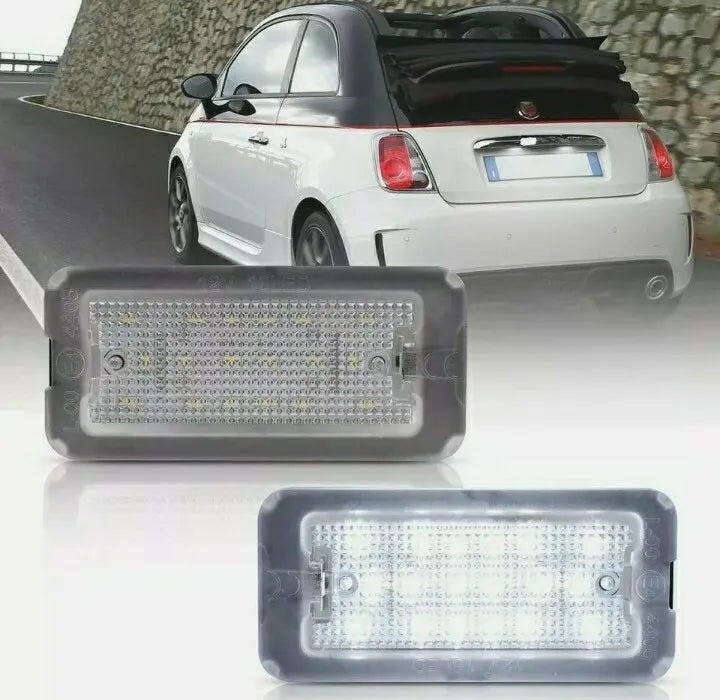 PLACCHETTE A LED LUCI TARGA 18 LED SPECIFICHE ABARTH 500 595 695 6000K NO ERROR