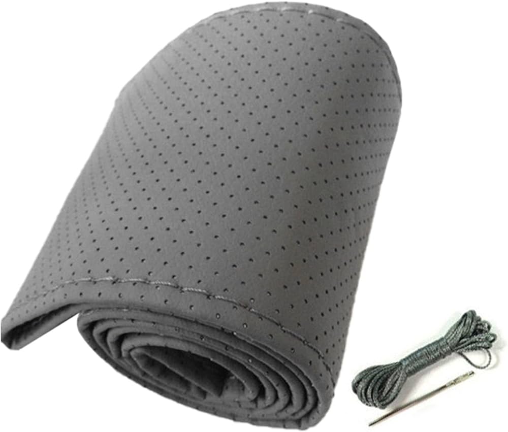 Coprivolante Da Cucire In SimilPelle Grigio Con Cuciture Grigie Cover Auto Volante