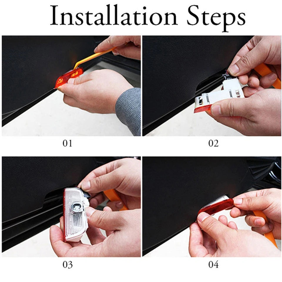 2 PROIETTORI LED LUCI SOTTOPORTA PER VOLKSWAGEN TIGUAIN CON LOGO PLUG AND PLAY CANBUS