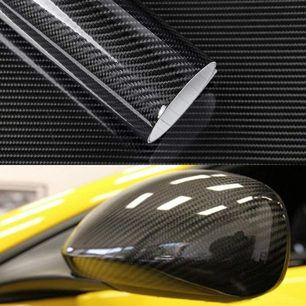 Pellicola Adesiva Trama Carbonio Nero 5d Lucido 30x152Cm Wrapping Auto Moto In Vinile