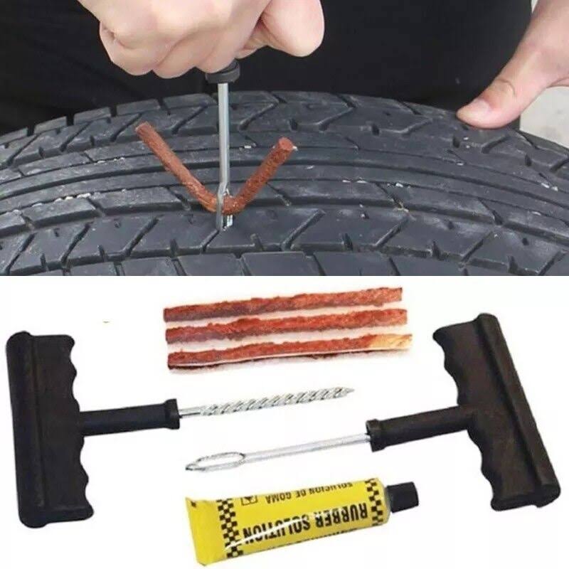 KIT RIPARA FORATURA PNEUMATICI GOMME TUBELESS AUTO MOTO RUOTE