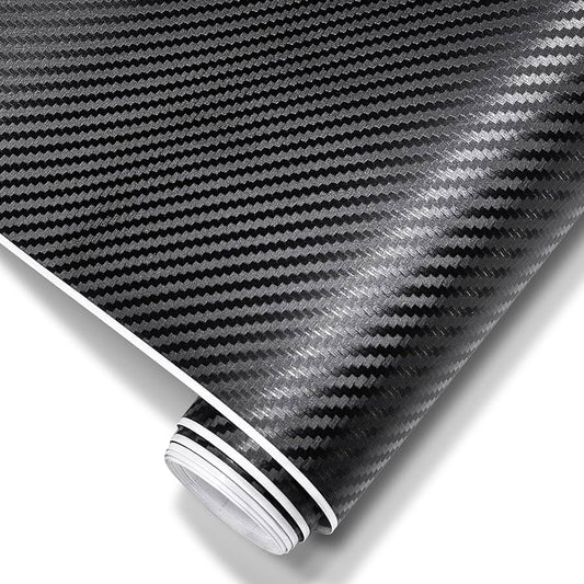 Pellicola Adesiva Trama Carbonio Nero 3d 30x127Cm Wrapping Auto Moto In Vinile
