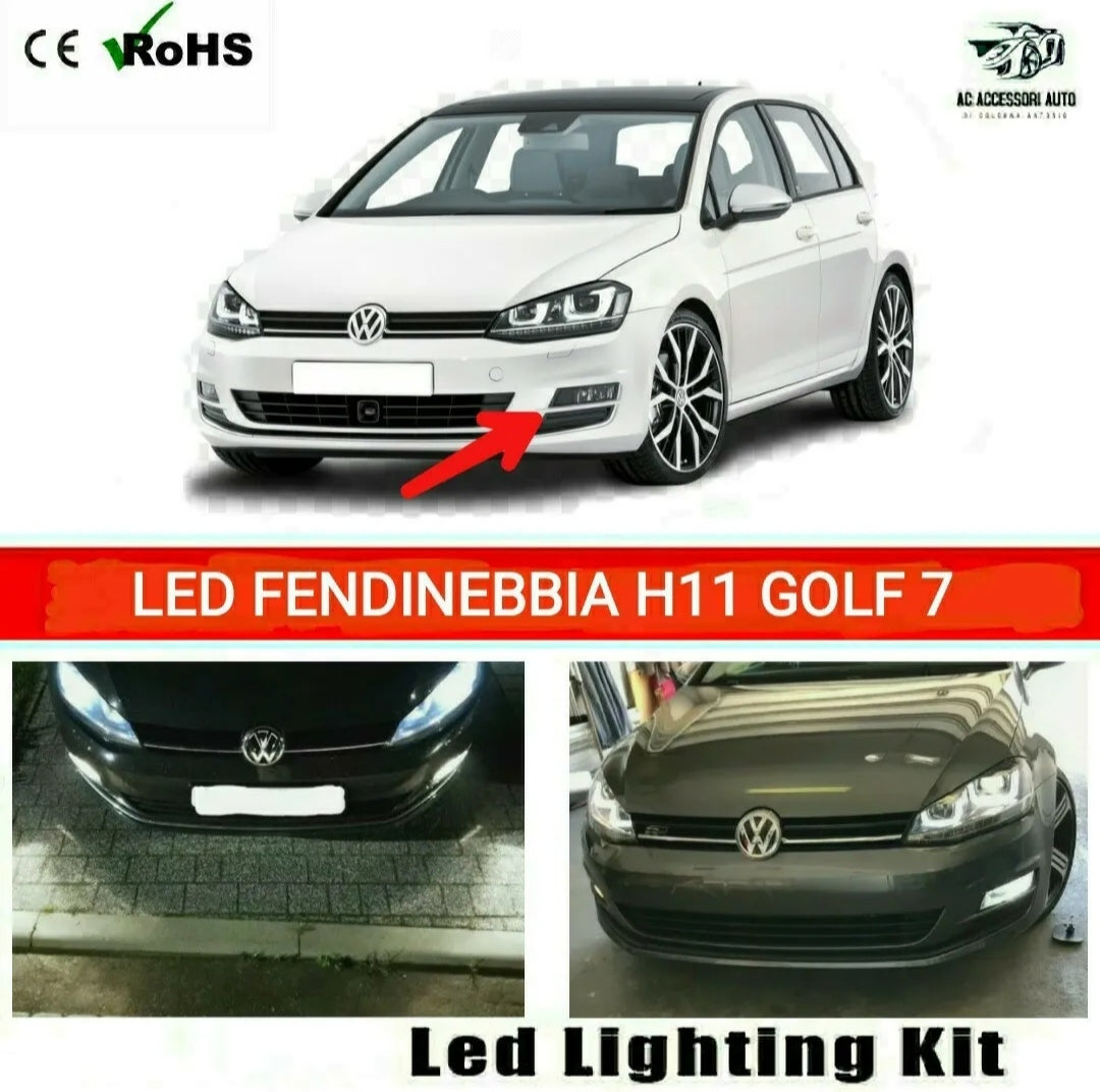 COPPIA LAMPADE FENDINEBBIA GOLF 7 VII MK7 H11 LED CSP CANBUS 6000K NO ERROR