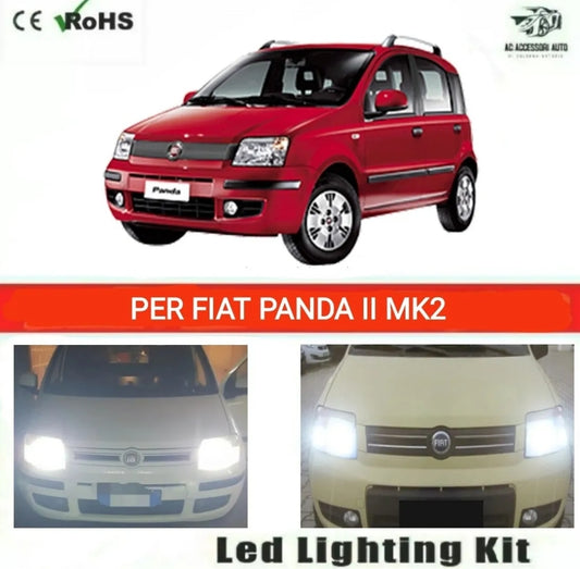 LAMPADE H4 LED FIAT PANDA II MK2 12000 LUMEN ANABBAGLIANTE + ABBAGLIANTE CANBUS NO ERROR