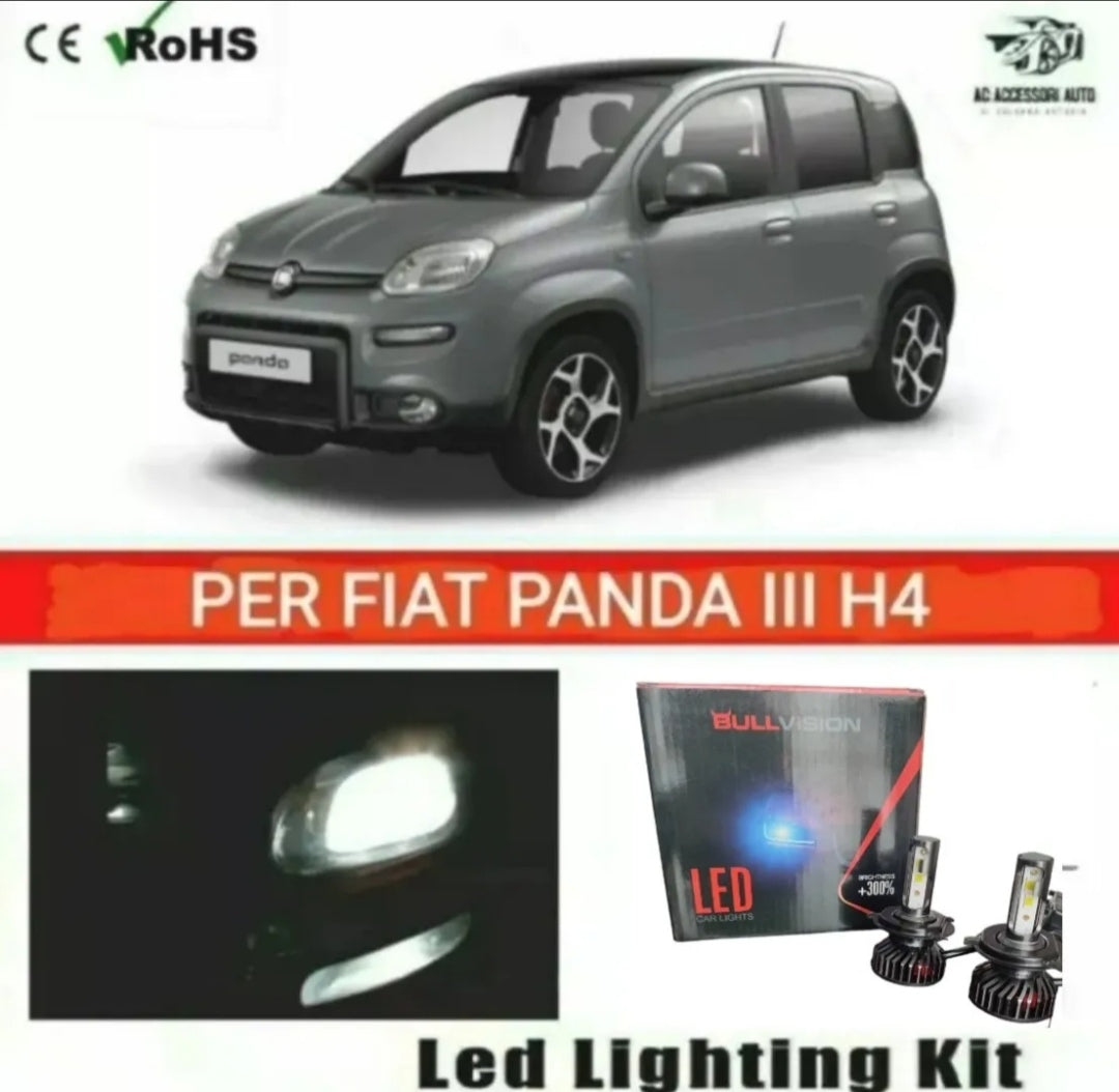 LAMPADE H4 LED FIAT PANDA III 12000 LUMEN ANABBAGLIANTE + ABBAGLIANTE CANBUS NO ERROR