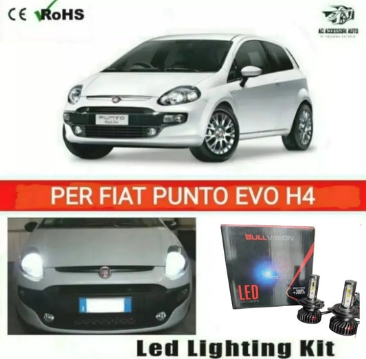LAMPADE H4 LED FIAT PUNTO EVO 12000 LUMEN ANABBAGLIANTE + ABBAGLIANTE CANBUS NO ERROR