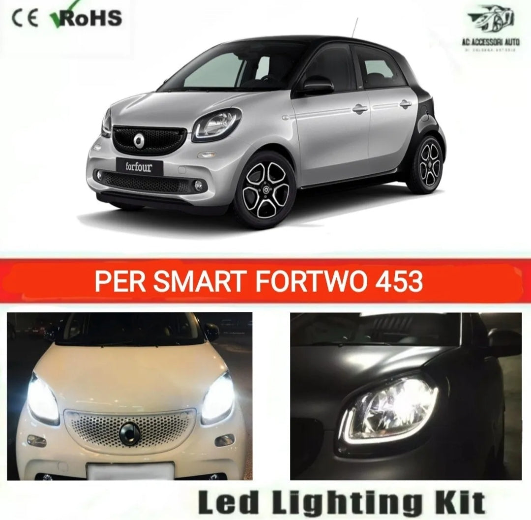 LAMPADE H4 LED SMART FORTWO 453 12000 LUMEN ANABBAGLIANTE + ABBAGLIANTE CANBUS NO ERROR