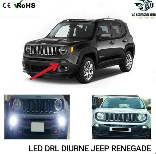 COPPIA LUCI DIURNE DRL LED JEEP RENEGADE 6000K P21W BAY15D CANBUS NO ERROR