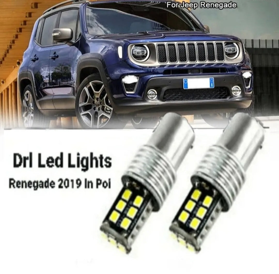 COPPIA LUCI DIURNE DRL LED JEEP RENEGADE DAL 2019 IN POI 6000K P21W BAY15D CANBUS NO ERROR