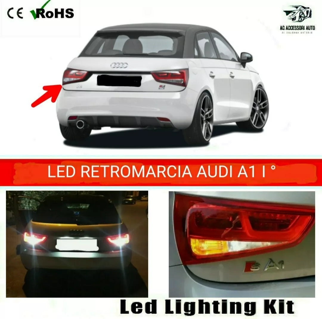 COPPIA LUCI RETROMARCIA T15 LED AUDI A1 CANBUS 6000K