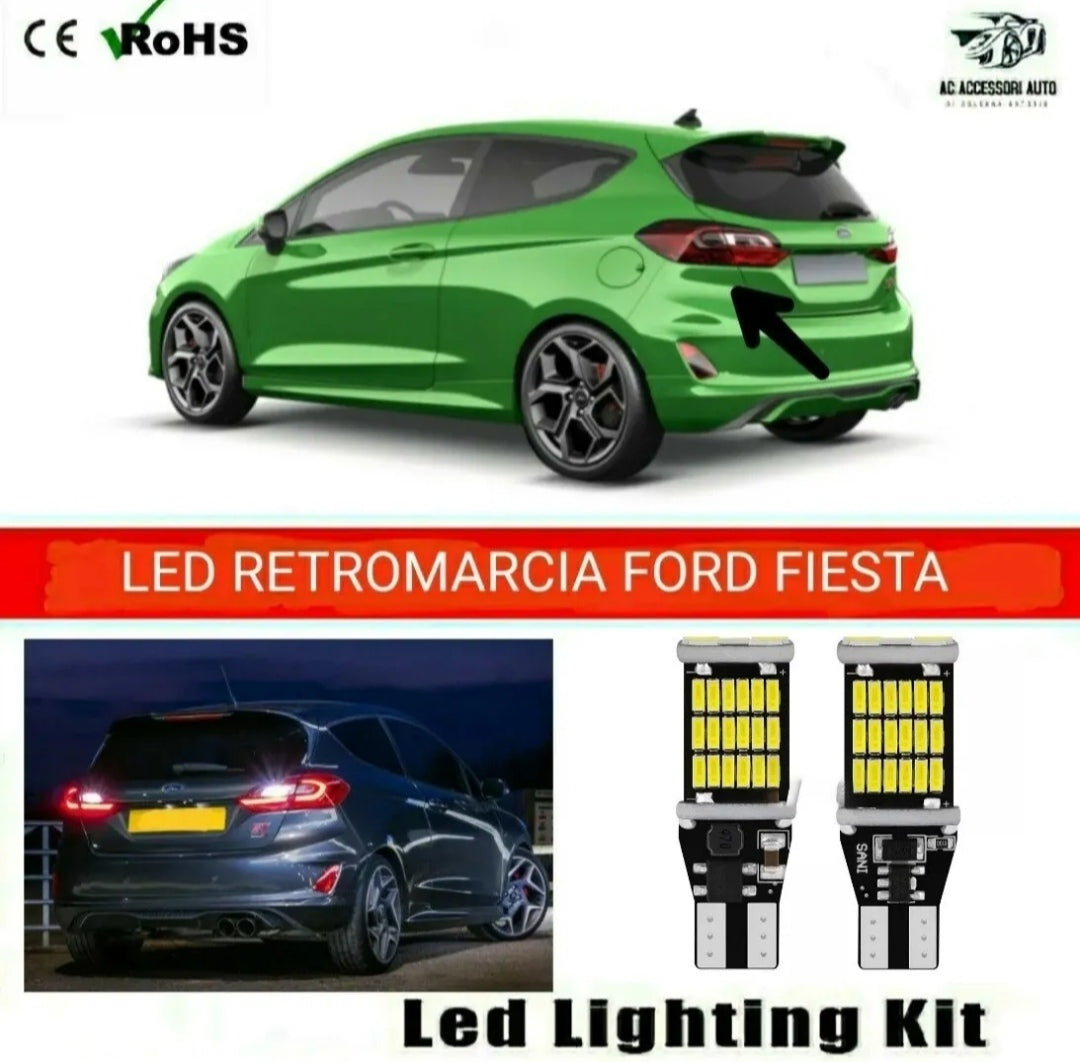 COPPIA LUCI RETROMARCIA T15 LED FORD FIESTA 7 VII CANBUS 6000K