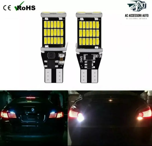 COPPIA LUCI RETROMARCIA T15 LED BMW SERIE 5 E60 E61 F10 F11 CANBUS 6000K