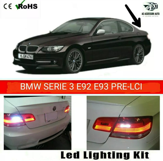 COPPIA LUCI RETROMARCIA T15 LED BMW SERIE 3 E92 E93 PRE LCI CANBUS 6000K