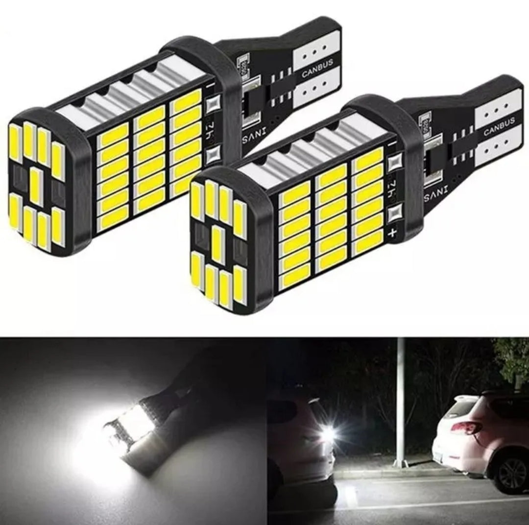 COPPIA LAMPADE LED T15 W16W AUTO DIURNE RETROMARCIA PARCHEGGIO CANBUS 6000K NO ERROR