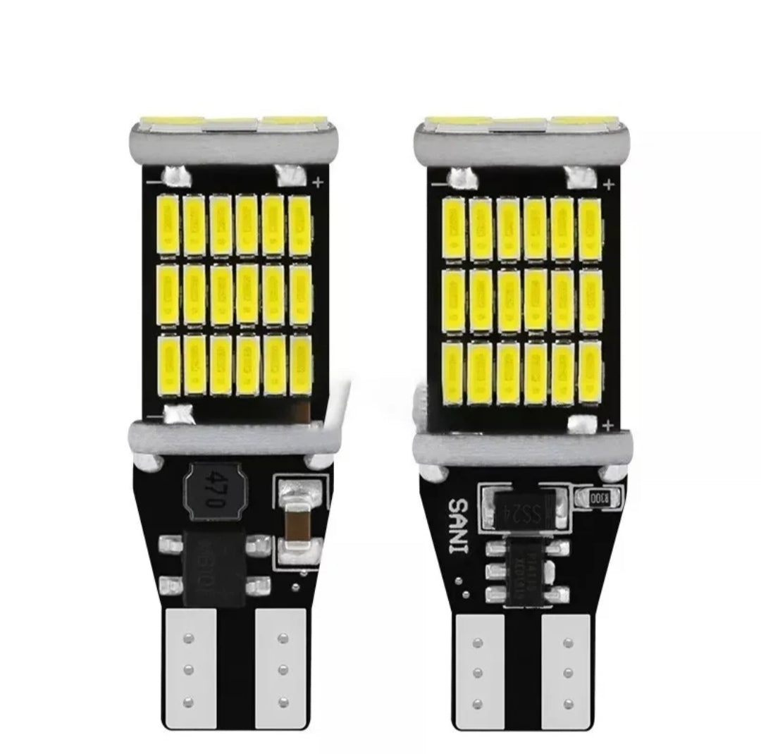 COPPIA LAMPADE LED T15 W16W AUTO DIURNE RETROMARCIA PARCHEGGIO CANBUS 6000K NO ERROR