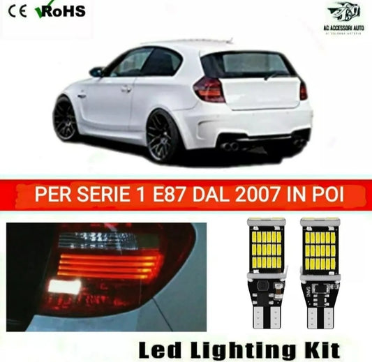 COPPIA LUCI RETROMARCIA T15 LED BMW SERIE 1 E87 RESTYLING CANBUS 6000K