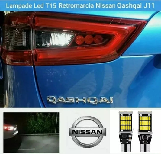 COPPIA LUCI RETROMARCIA T15 NISSAN QASHQAI J11 CANBUS 6000K