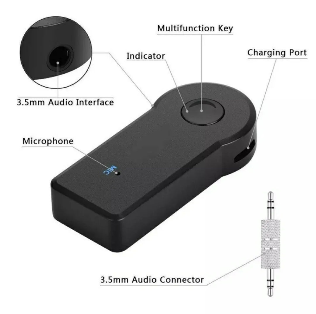 RICEVITORE ADATTATORE JACK 3.5MM VIVAVOCE BLUETOOTH V4.1 AUTO AUX STEREO AUDIO