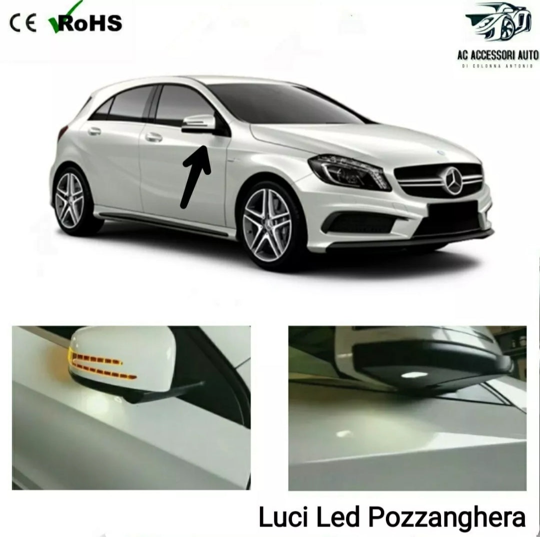 COPPIA LUCI ANTIPOZZANGHERA LED SPECCHIETTI MERCEDES CLASSE A W176 CANBUS 6000K BIANCO