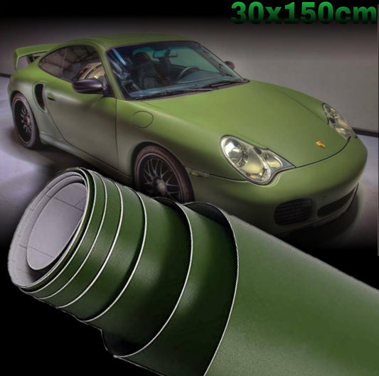 Pellicola Adesiva Verde Militare Opaco 30x150Cm Wrapping Auto Moto Matte In Vinile