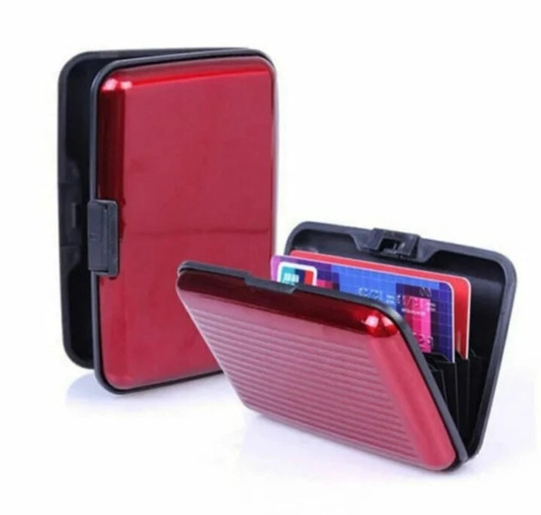 PORTA CARTE DI CREDITO PER TESSERE ANTIFRODE RFID SOLDI RIGIDO IN ALLUMINIO