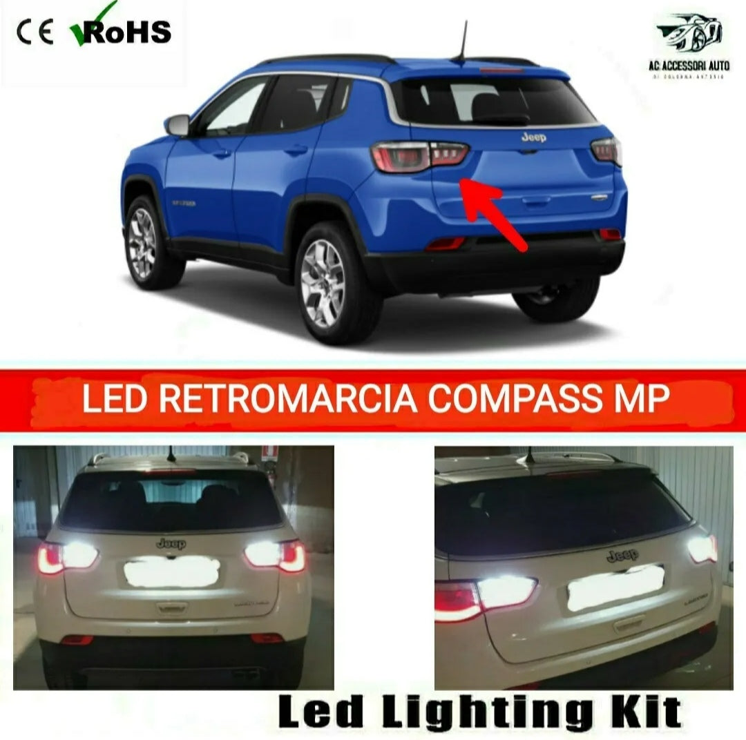 COPPIA LUCI RETROMARCIA LED JEEP COMPASS MP T20 CANBUS 6000K