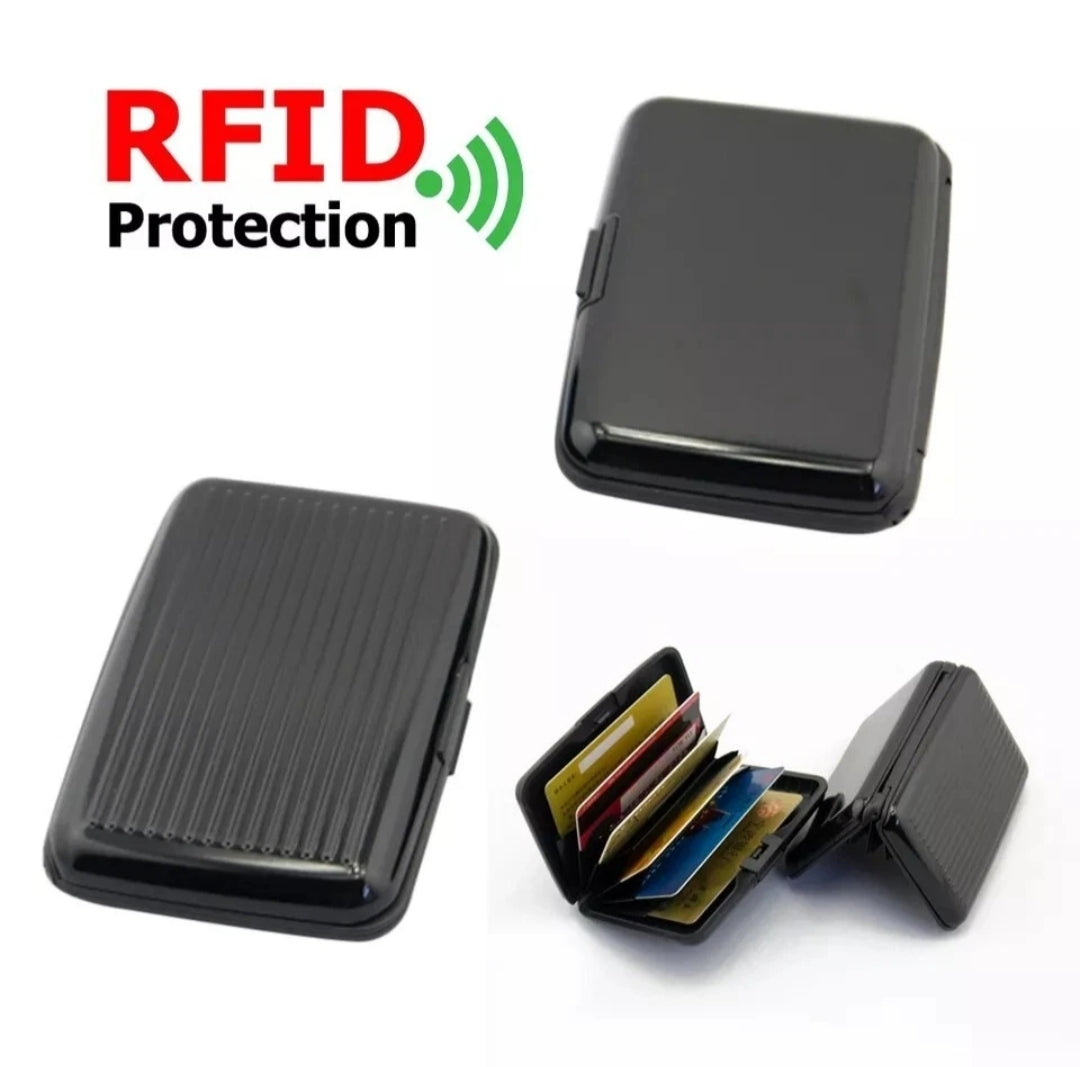 PORTA CARTE DI CREDITO PER TESSERE ANTIFRODE RFID SOLDI RIGIDO IN ALLUMINIO