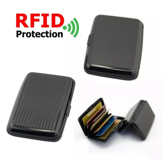 PORTA CARTE DI CREDITO PER TESSERE ANTIFRODE RFID SOLDI RIGIDO IN ALLUMINIO