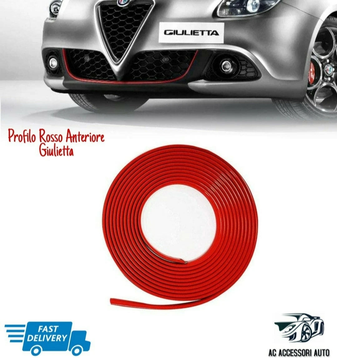 Alfa Romeo Giulietta Profilo Bordino Rosso Adesivo Per Paraurti Anteriore Tuning