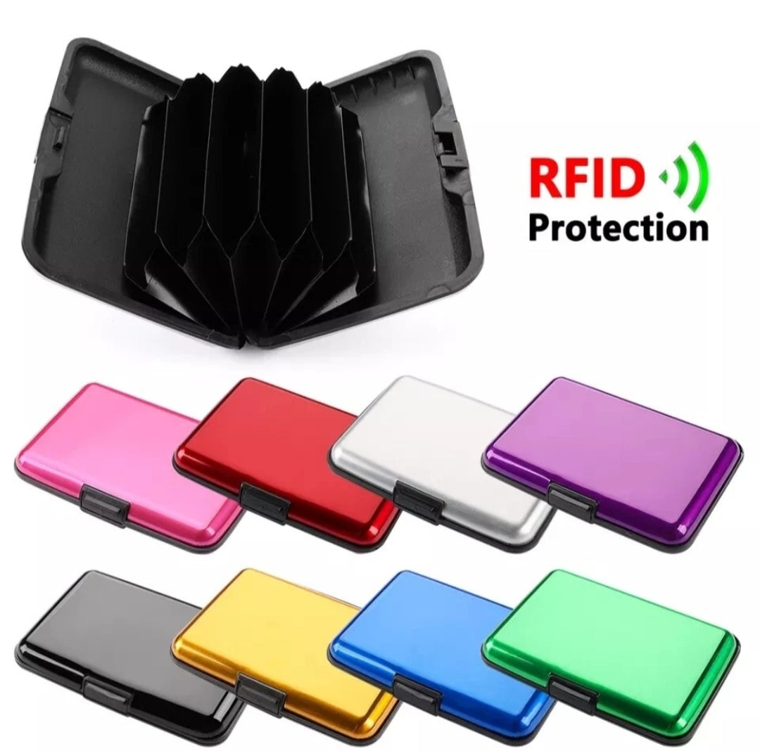 PORTA CARTE DI CREDITO PER TESSERE ANTIFRODE RFID SOLDI RIGIDO IN ALLUMINIO