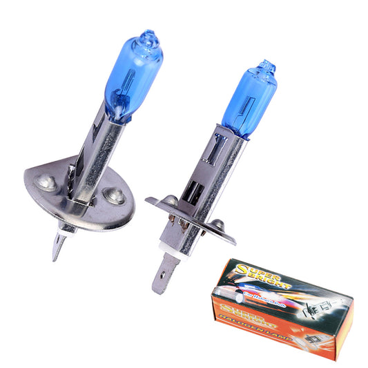 COPPIA LAMPADINE H1 ALOGENE SUPER ULTRA WHITE EFFETTO XENON 55W