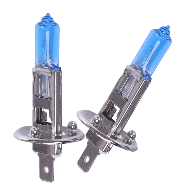 COPPIA LAMPADINE H1 ALOGENE SUPER ULTRA WHITE EFFETTO XENON 55W