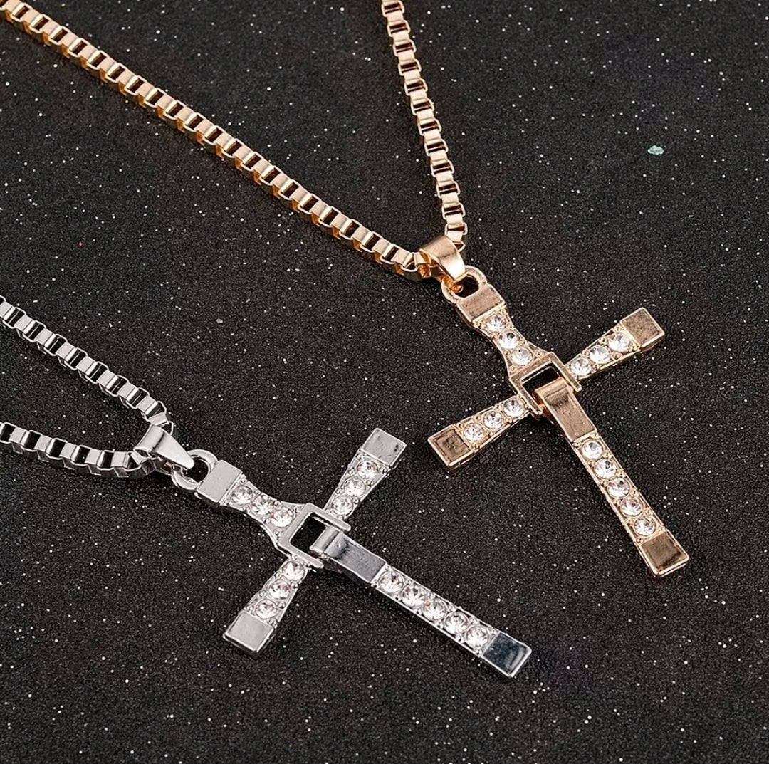 Collana Pendente Dominic Toretto Fast Furious Ciondolo Croce Vin Diesel Con Strass