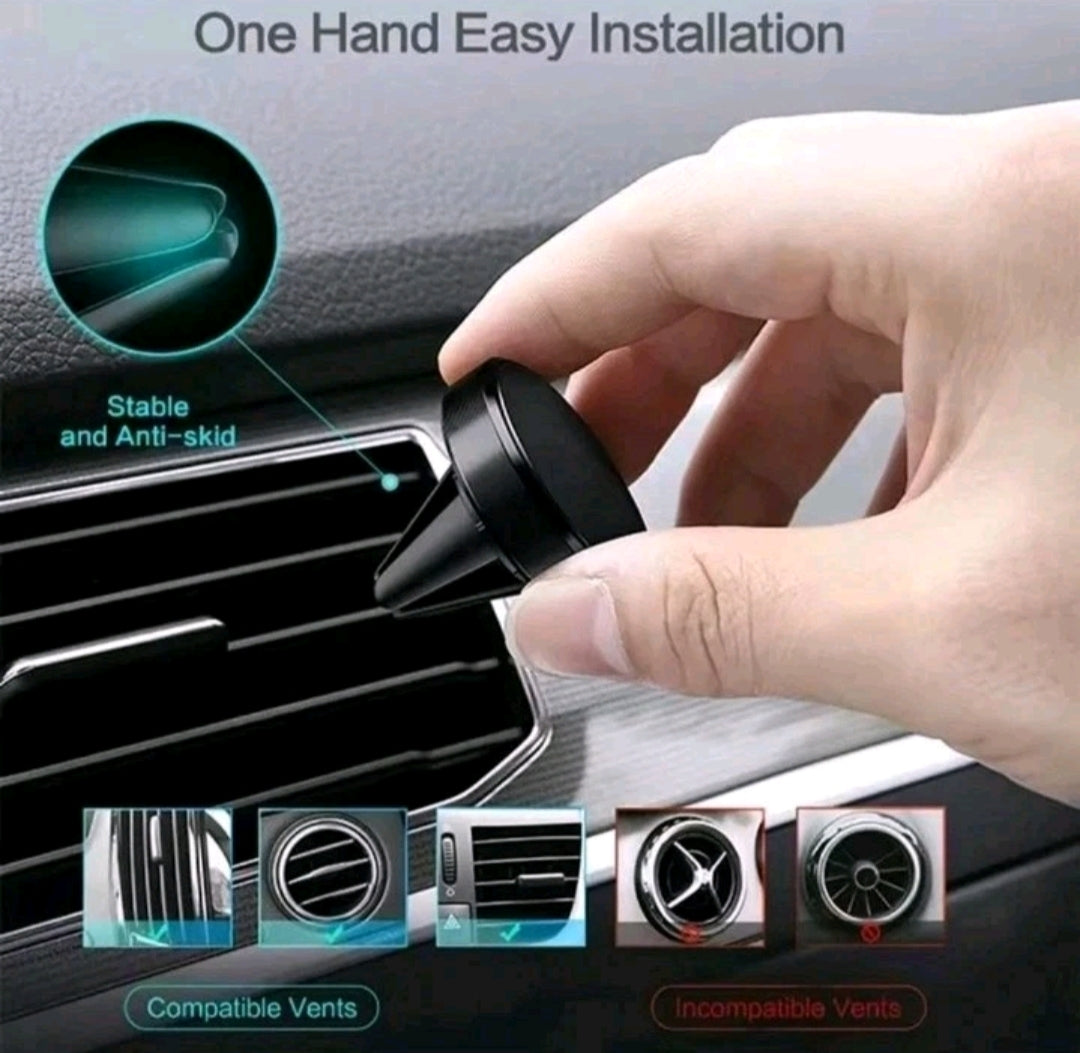 SUPPORTO MAGNETICO AUTO PORTA TELEFONO CELLULARE SMARTPHONE PER BOCCHETTE NERO