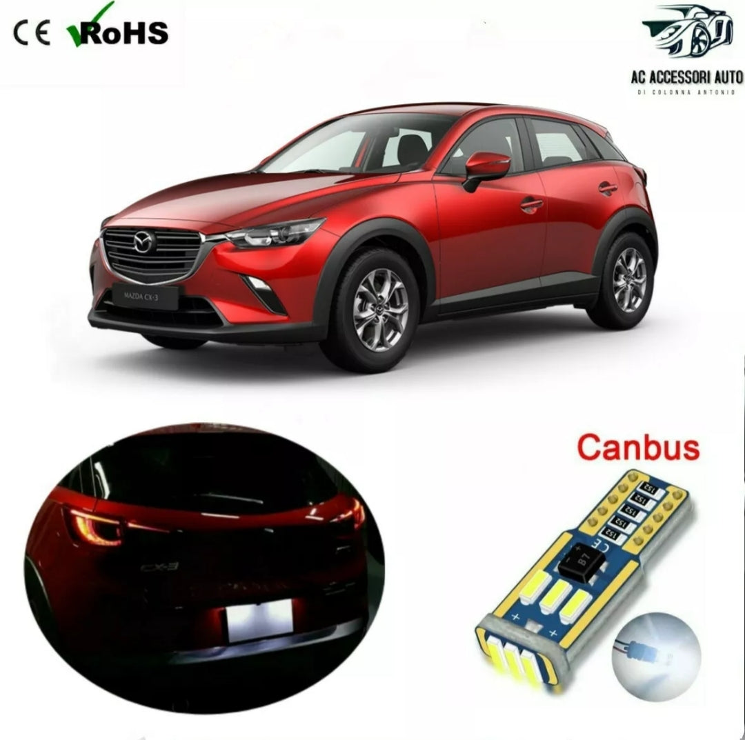 COPPIA LUCI TARGA LED MAZDA CX-3 W5W T10 BIANCO CANBUS 100% NO ERRORE