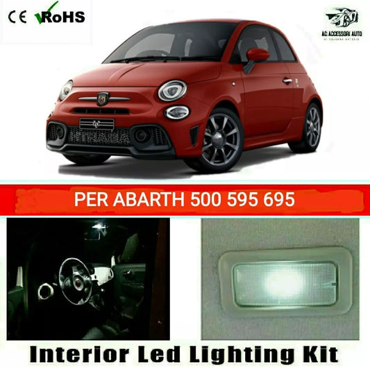 KIT LED INTERNI COMPLETO ABARTH 500 595 695 PLAFONIERA + BAGAGLIAIO CANBUS 6000K