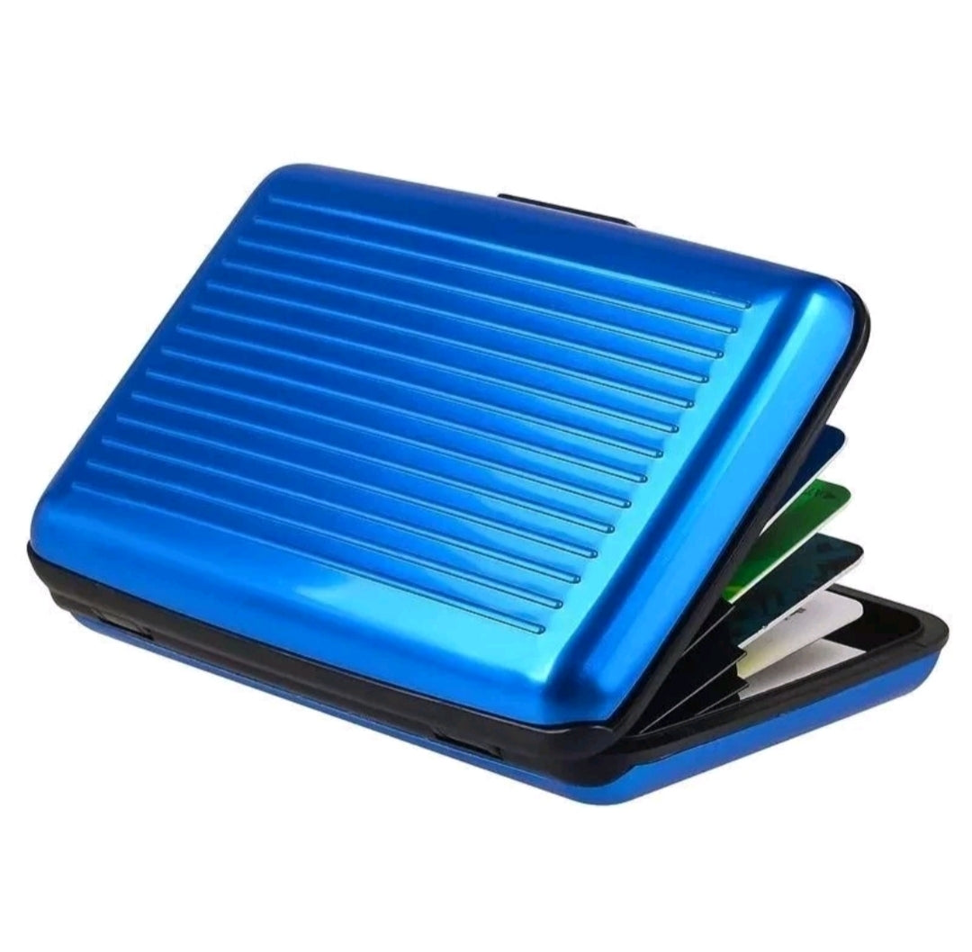 PORTA CARTE DI CREDITO PER TESSERE ANTIFRODE RFID SOLDI RIGIDO IN ALLUMINIO